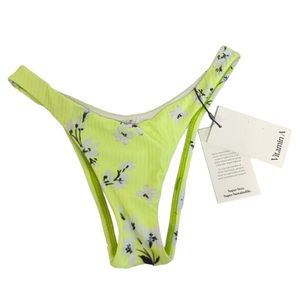 Vitamin A NWT Bikini Bottom  Floral Print Sexy Brazilian Cut  Made In US…